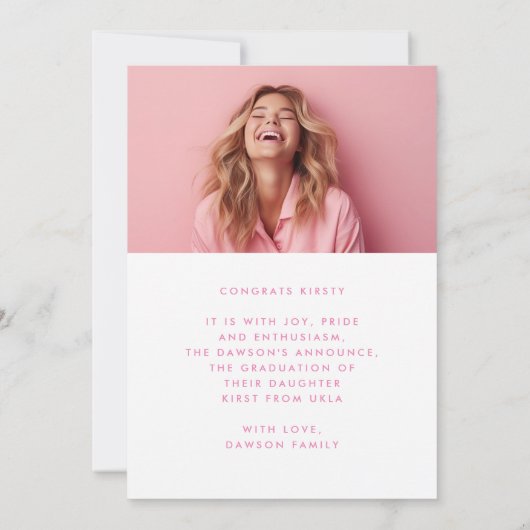 卒業生はっきりした脚本2枚の写真卒業 案内状 (裏面)