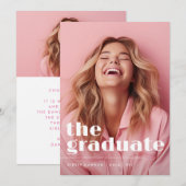 卒業生はっきりした脚本2枚の写真卒業 案内状 (正面/裏面)