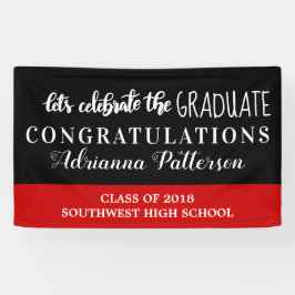 卒業生は大学院の黒い赤を祝うために割り当てます 横断幕