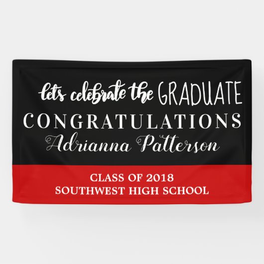卒業生は大学院の黒い赤を祝うために割り当てます 横断幕 (横)
