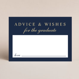 卒業生への上品なアドバイス  ブルーゴールドの卒業証書 エンクロージャーカード