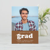 卒業生への敬意を表すレトロな帽子スタイルの卒業写真招待状 招待状 (スタンド正面)