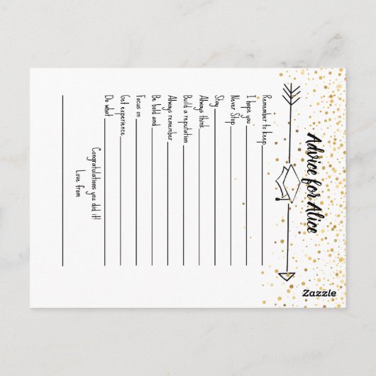 卒業生への賢い言葉のメモカード ポストカード (裏面)