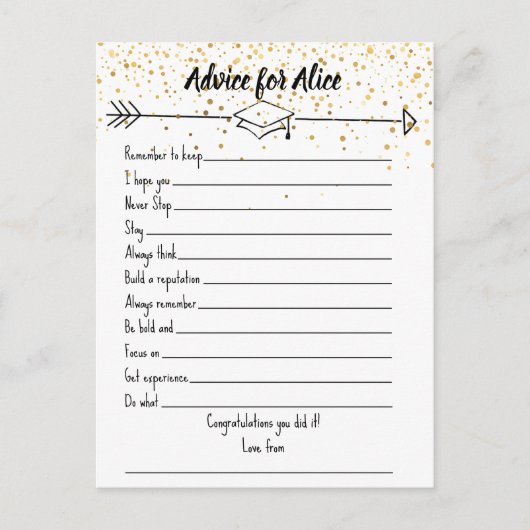 卒業生への賢い言葉のメモカード ポストカード (正面)