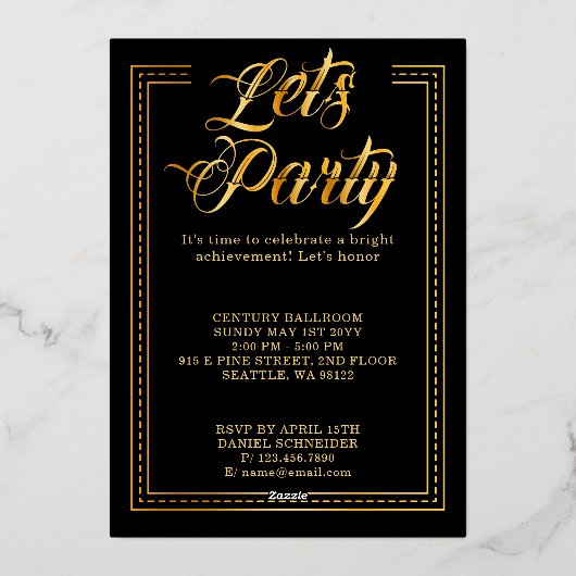 卒業生よ、輝かしい未来を築け 箔招待状 (裏面)