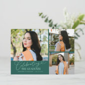 卒業生を祝うグリーンのマルチ写真 案内状 (スタンド正面)