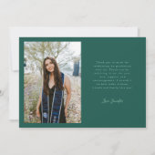 卒業生を祝うグリーンのマルチ写真 案内状 (裏面)