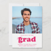 卒業生を称えるレトロな帽子スタイルの卒業写真招待状 招待状 (正面)