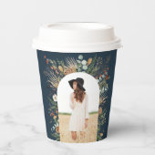 卒業生アーチ1写真青モダン植物学 紙コップ (正面)