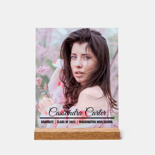 卒業生エレガントのカスタム写真発表 アクリルサイン (正面)