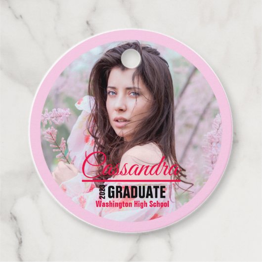 卒業生エレガントのカスタム写真 フェイバータグ (正面)