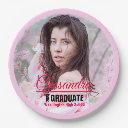 卒業生エレガントのカスタム写真 ペーパープレート (正面)