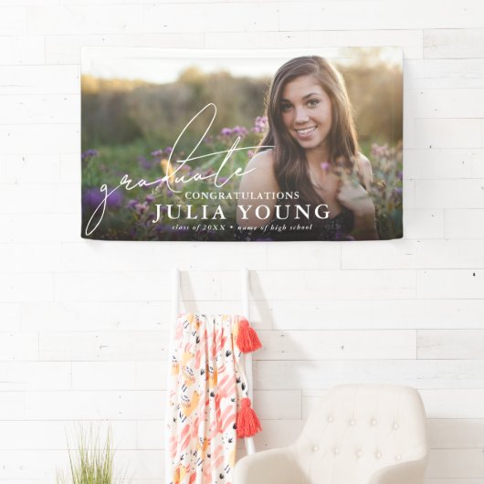 卒業生エレガントの写真おめでとう 横断幕 (インサイチュ)