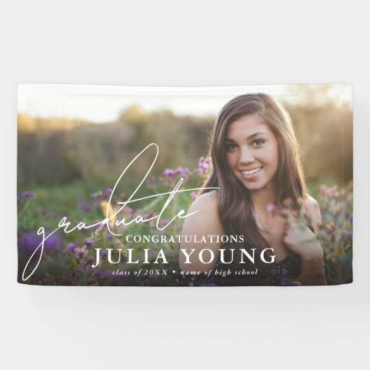 卒業生エレガントの写真おめでとう 横断幕 (横)