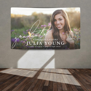 卒業生エレガントの写真おめでとう 横断幕