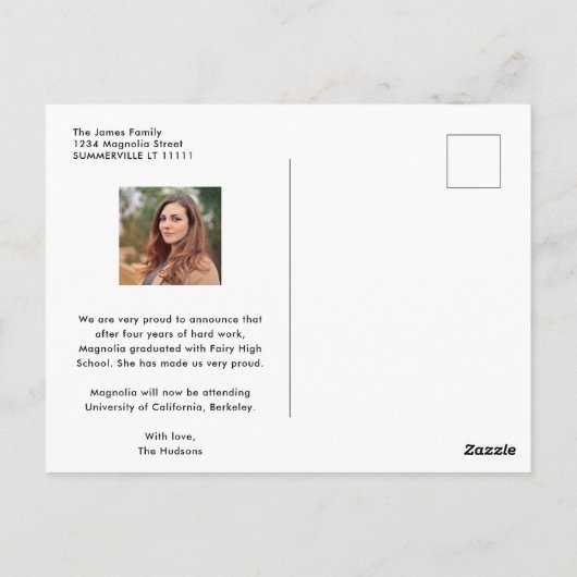 卒業生エレガントの授業を受けた写真卒業 ポストカード (裏面)