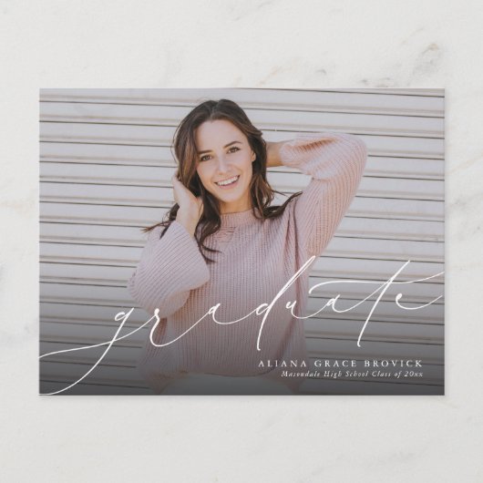 卒業生エレガントの横級卒業 インビテーションポストカード (正面)