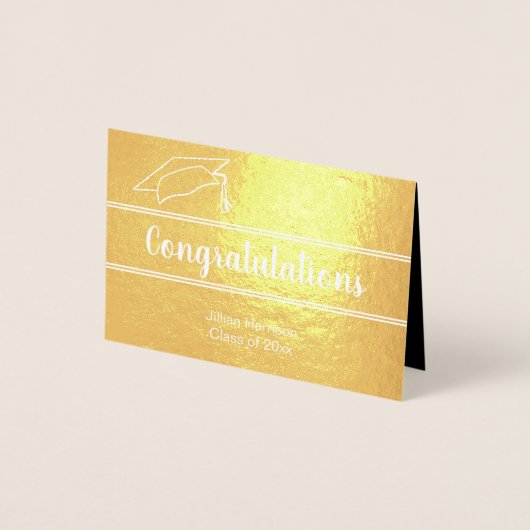 卒業生エレガント名おめでとう金ゴールド 箔カード (正面)