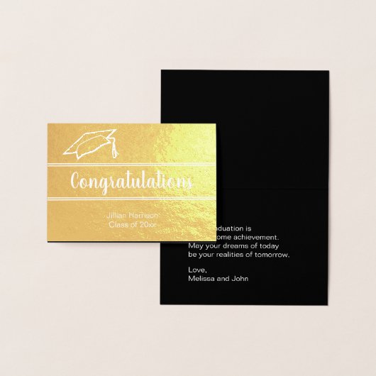 卒業生エレガント名おめでとう金ゴールド 箔カード (ディスプレー)
