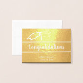 卒業生エレガント名おめでとう金ゴールド 箔カード (封筒付き正面)