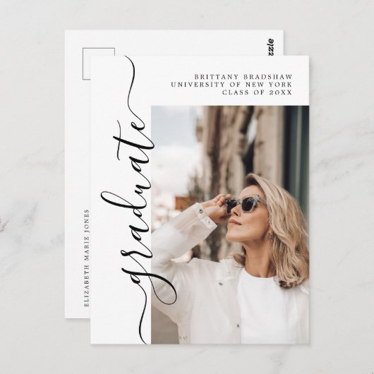 卒業生エレガント名写真卒業クラス ポストカード (正面/裏面)