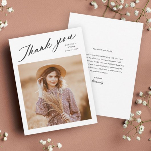 卒業生エレガント活写真卒業 サンキューカード