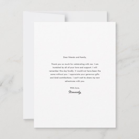 卒業生エレガント活写真卒業 サンキューカード (裏面)