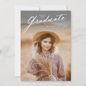 卒業生エレガント活写真卒業 招待状 (正面)