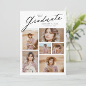 卒業生エレガント物6枚フォトコラージュ卒業 招待状 (スタンド正面)