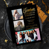 卒業生エレガント生卒業生3枚の写真 箔招待状