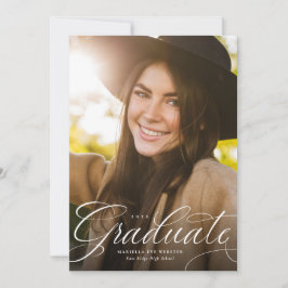 卒業生エレガント生緑の垂直卒業 案内状