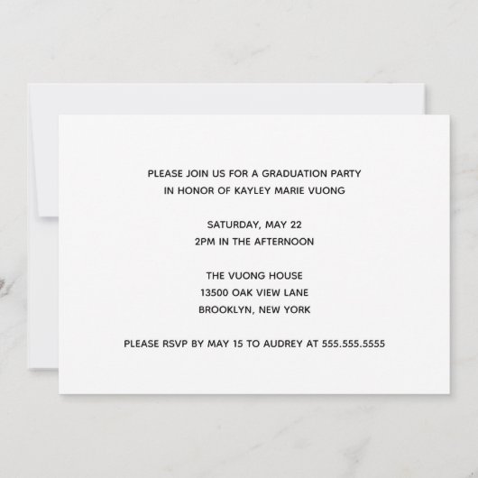 卒業生エレガント画2023年黒人卒業パーティー 招待状 (裏面)