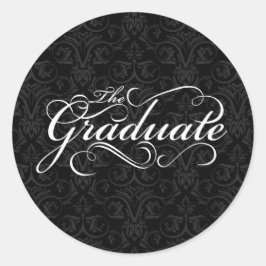 卒業生エレガント黒 ラウンドシール