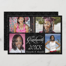 卒業生エレガント黒 招待状