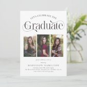 卒業生エレガント3名フォトコラージュ卒業パーティー 招待状 (スタンド正面)