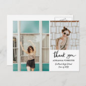 卒業生カジュアルに感謝のスクリプモダント ポストカード (正面/裏面)