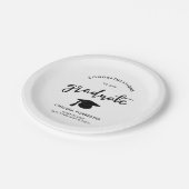 卒業生カジュアルの手書きスクリプトおめでとう ペーパープレート (アングル)