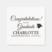 卒業生カスタムのブラックスクリプト文字 スタンダードカクテルナプキン (正面)