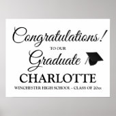 卒業生カスタムのブラックスクリプト文字 ポスター (正面)