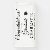 卒業生カスタムのブラックスクリプト文字 横断幕 (縦)