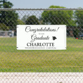 卒業生カスタムのブラックスクリプト文字 横断幕 (インサイチュ)