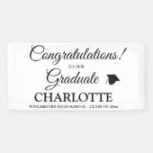 卒業生カスタムのブラックスクリプト文字 横断幕 (横)