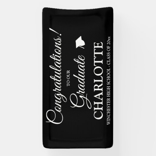 卒業生カスタム白黒 横断幕 (縦)