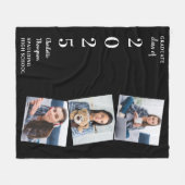 卒業生カスタム贈モダン3写真卒業 フリースブランケット (正面(横))