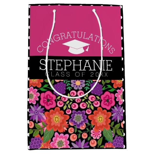 卒業生ガーリー花卒業 ミディアムペーパーバッグ (正面)