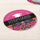 卒業生ガーリー花卒業 ラウンドペーパーコースター (アングル)