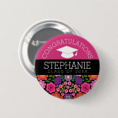 卒業生ガーリー花卒業 缶バッジ (正面&裏面)