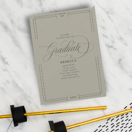 卒業生クラシックのスクリプトGreen Sage卒業 案内状