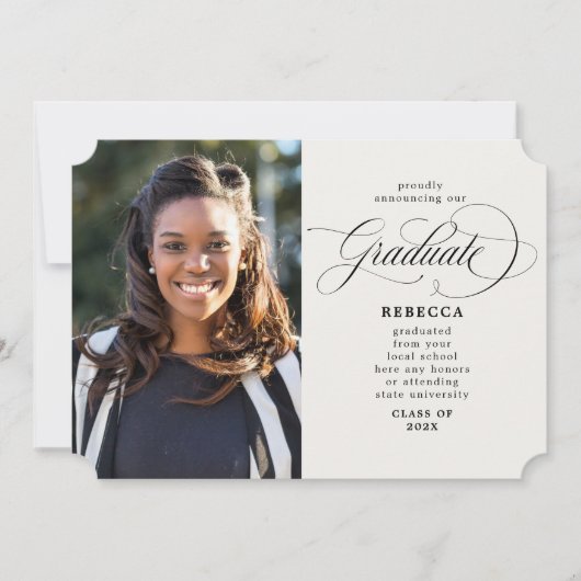 卒業生クラシックの写真卒業 案内状 (正面)