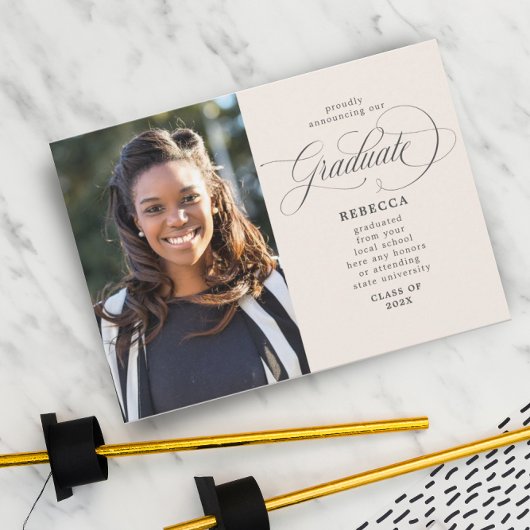 卒業生クラシックの桃の写真卒業 案内状